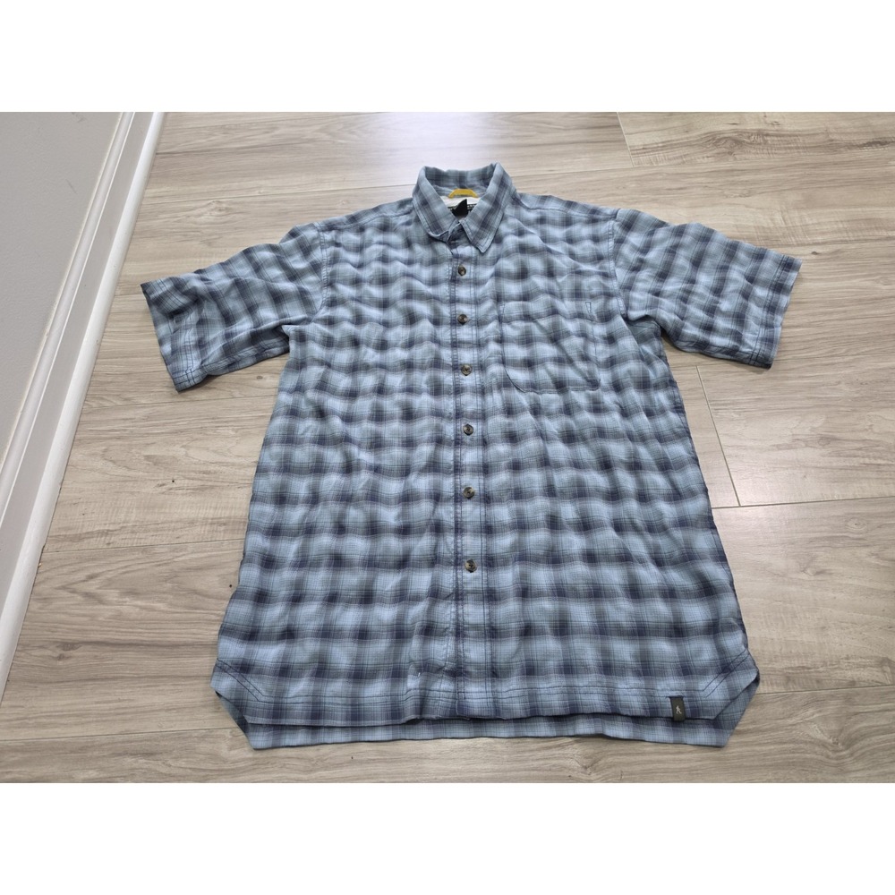 Royal Robbins Mens Button Shirt Plaid Check Blue Large